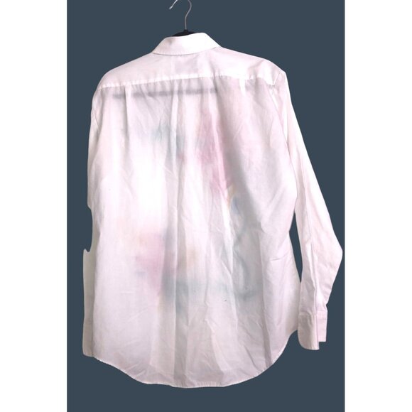 CREATIVE ARTWEAR- WOMENS WHITE FLORAL LONG SLEEVE BUTTOM FRONT SHIRT SIZE MEDIUM - Picture 3 of 6